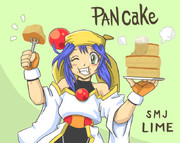 パンケーキを大食いするライムちゃん