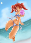 水着テトさんと苺ソフト