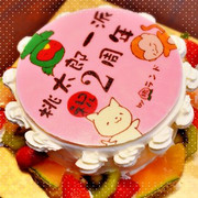 桃ランド様２周年記念ケーキ