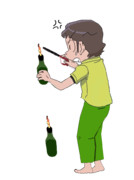 火炎瓶に火を付ける無職くん