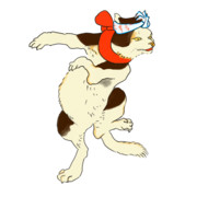 歌川国芳 五拾三次之内 岡崎の場 踊る猫