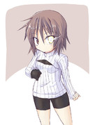 例のセーターを古鷹さんに着てもらいました