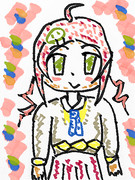 手書き風毛筆ツールで りんごちゃん