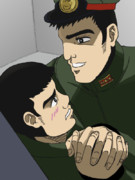 嶋本を押し倒す小早川大尉