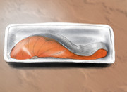 お腹が空いたので『鮭』を描いた。