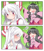 ふわふわの髪を妹紅に見せに行った