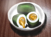 お腹が空いたので『キウイ』を描いたら半熟だった。