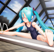 柔軟体操が苦手なミクさん