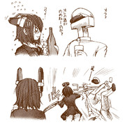 ジュース飲み天龍ちゃんに絡む提督