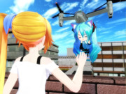 ネルさん、なぞの飛行物体とあいさつする