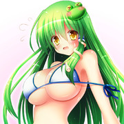 早苗さんにヘスティア風にビキニを着てもらいました