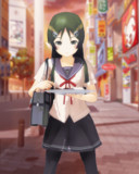 【岐阜】夕暮れの街角で上品にカレーを食べる抹茶さん