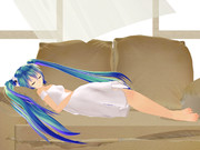 ミクさんがソファで寝ちゃいました。
