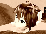 物思いにふけるミクさん（セピア調）