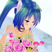 ミクさんが花束をもらったようです。