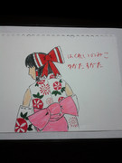 浴衣姿の巫女（笑い