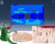 頬をむぎゅっとされる諏訪子様