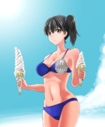 ソフトクリームを買ってきたら赤城さんがいない。