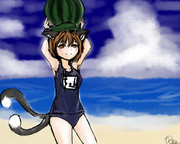 ちぇんと夏とスイカ