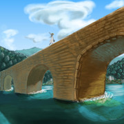 修行中-島に架かる橋描いてみた