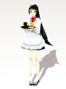 甘味処間宮でお迎えしてくれる伊良湖ちゃんポーズ