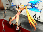 巨大武器を振り回すポーズ