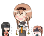 牛缶を与えた照月に近づく者たち