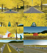 ずっと放置していた住宅群素材と並木道のある町