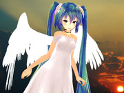 夕日とエンジェルミクさん２（近接撮影）