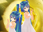 ミクさんとちびさんでXYZの魔法（背景に白い薔薇を入れて見ました。）