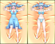 [東方] 河城にとりを抱きまくら風に描いてみた