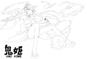 【線画交換企画用】鬼姫_線画【テーマ：和】