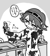 手作りチョコの写真を撮る比叡