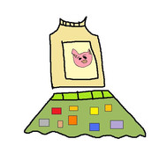 ブーちゃんニットノースリーブとカラフルチェック柄スカート