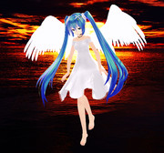 夕暮れに降り立つ天使