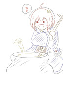 のんびり嫁絵81枚目「錬金釜でお菓子錬成」