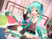 ベッドでミクピース