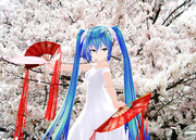 桜を背景にミクさんに踊ってもらってます。