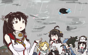 艦娘は雨の日でも元気