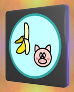 バナナと豚の四角コースター