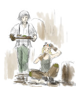 朝の作業場にて