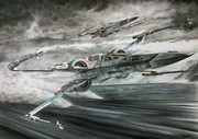 色鉛筆画「STARWARS フォースの覚醒 X-WING」