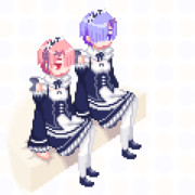 ラムとレムが足をぱたぱたさせるだけ