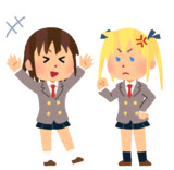 おバカな学生と怒る学生のイラストです