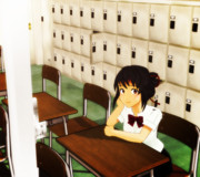 放課後空を眺める三葉