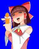 人参を品定めするRRM姉貴