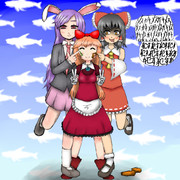 熊本名物上海人形と記念撮影をするSNHS