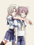 絡む衣笠さんと絡まれる青葉