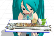 【MMDモデル配布】サンマフルセット【食べたら骨になる】