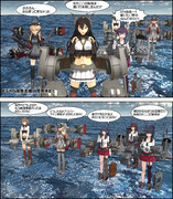 B湾環礁沖の長門と酒匂とプリンツ